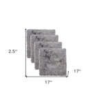 Set Of Four 17" X 17" Grey Wool Chair Pads