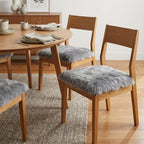 Set Of Four 17" X 17" Grey Wool Chair Pads