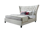 Beige King Diamond Button Tufted Upholstered Bed Frame