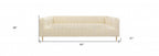 90" Ivory Velvet Sofa And Toss Pillows With Gold Legs