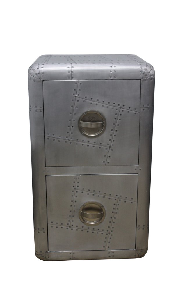32" Silver Aviator Aluminum Two Drawer Filing Cabinet