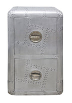 32" Silver Aviator Aluminum Two Drawer Filing Cabinet