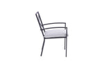 Set of Two Dark Gray Aluminum Outdoor Stacking Dining Chairs with Light Gray Cushion