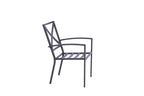 Set of Two Dark Gray Aluminum Outdoor Stacking Dining Chairs with Light Gray Cushion