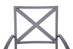 Set of Two Dark Gray Aluminum Outdoor Stacking Dining Chairs with Light Gray Cushion