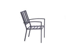 Set of Two Dark Gray Aluminum Outdoor Stacking Dining Chairs with Beige Cushion