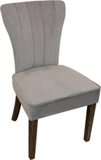 Seven Piece Gray and Black Round Solid Wood Dining Set with Six Chairs