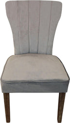 Seven Piece Gray and Black Solid Wood Dining Set with Six Chairs