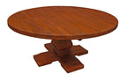 Seven Piece Brown Round Solid Wood Dining Set with Six Chairs