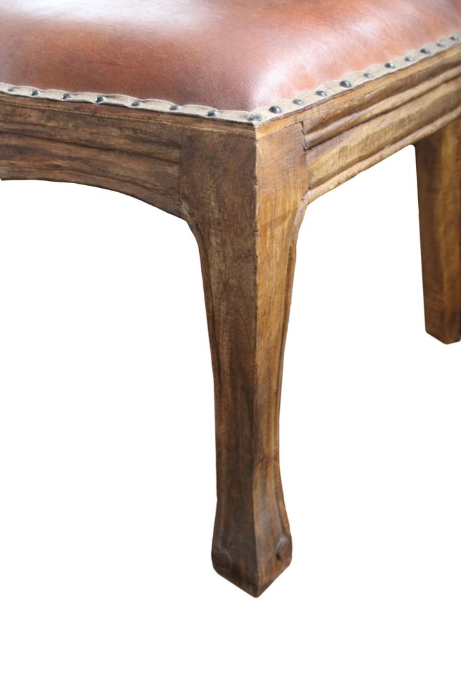 Seven Piece Brown Round Solid Wood Dining Set with Six Chairs