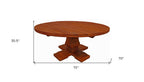 Seven Piece Brown Round Solid Wood Dining Set with Six Chairs