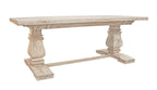 Seven Piece White Solid Wood Dining Set with Six Chairs