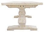 Seven Piece White Solid Wood Dining Set with Six Chairs