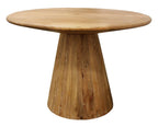 Five Piece Natural Round Solid Wood Dining Set with Four Chairs