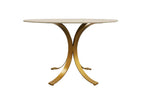 Five Piece Ivory and Gold Round Marble Dining Set with Four Chairs