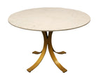 Five Piece Ivory and Gold Round Marble Dining Set with Four Chairs