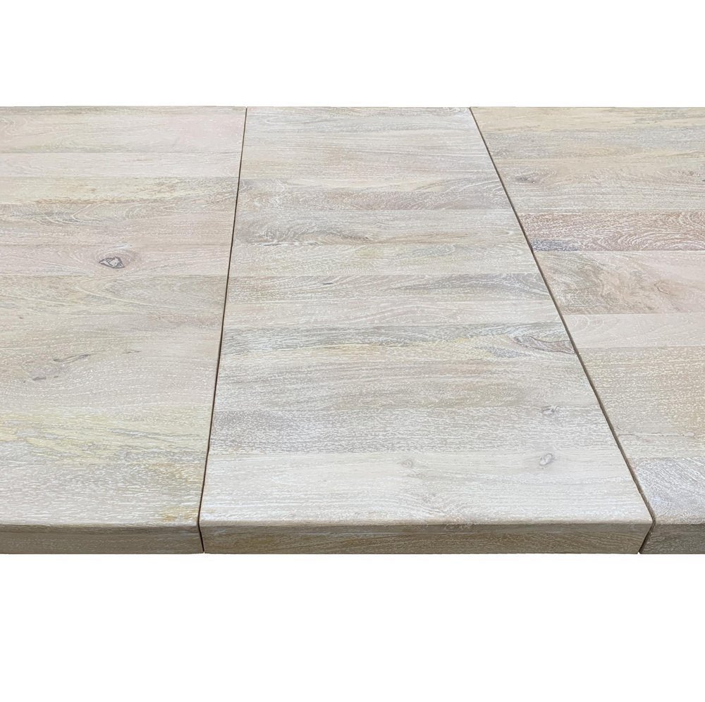 Nine Piece White Solid Wood Dining Set with Eight Chairs