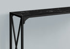 48" Black Wood and Metal Faux Marble Console Table With Shelf