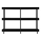 47" Black Wood and Metal Frame Console Table With Three Shelves