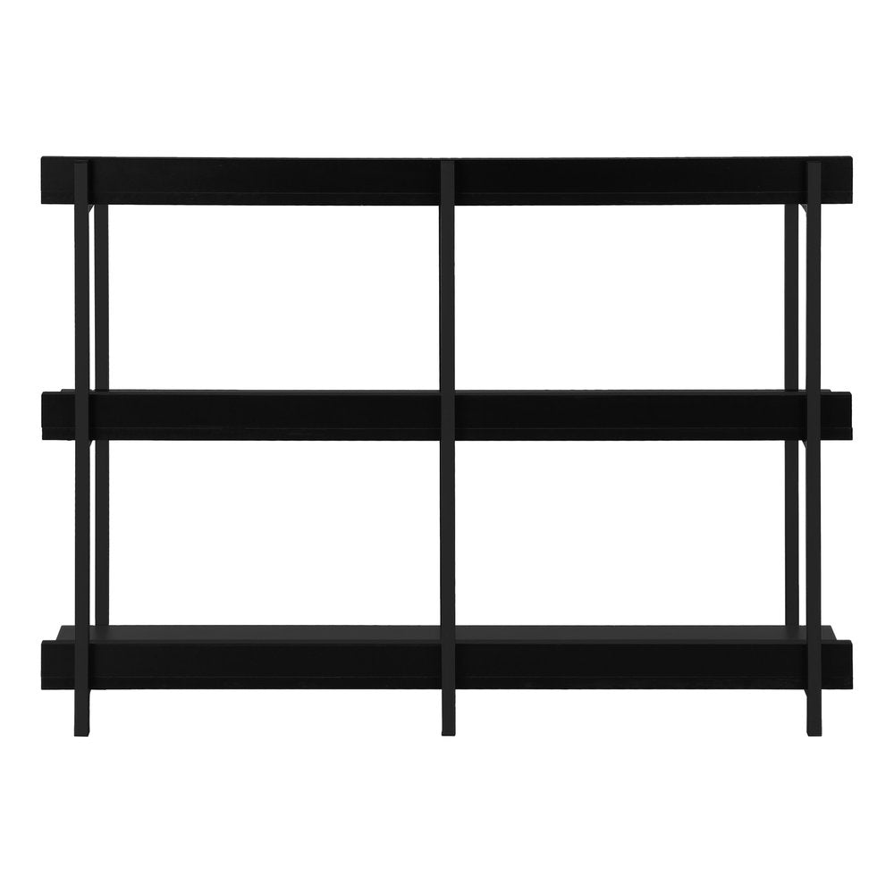 47" Black Wood and Metal Frame Console Table With Three Shelves
