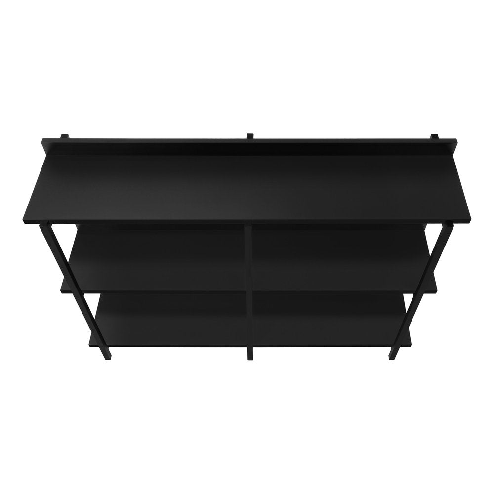 47" Black Wood and Metal Frame Console Table With Three Shelves