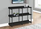 47" Black Wood and Metal Frame Console Table With Three Shelves