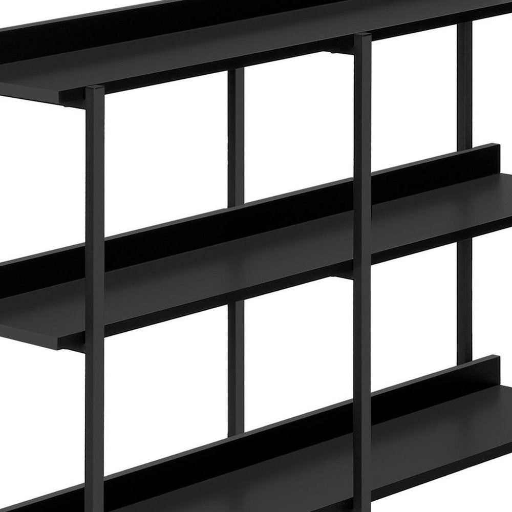 47" Black Wood and Metal Frame Console Table With Three Shelves