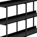 47" Black Wood and Metal Frame Console Table With Three Shelves