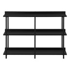 47" Black Wood and Metal Frame Console Table With Three Shelves
