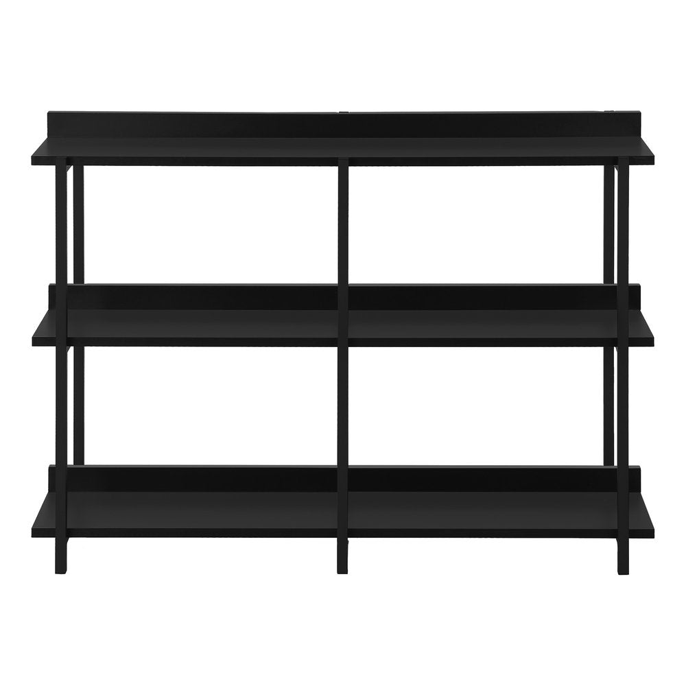 47" Black Wood and Metal Frame Console Table With Three Shelves