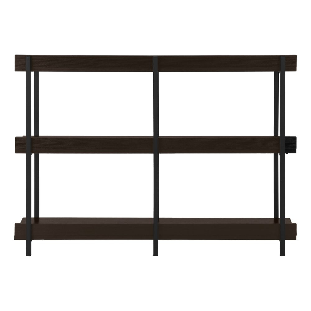 47" Brown and Black Wood and Metal Frame Console Table With Three Shelves