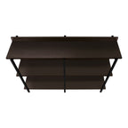 47" Brown and Black Wood and Metal Frame Console Table With Three Shelves