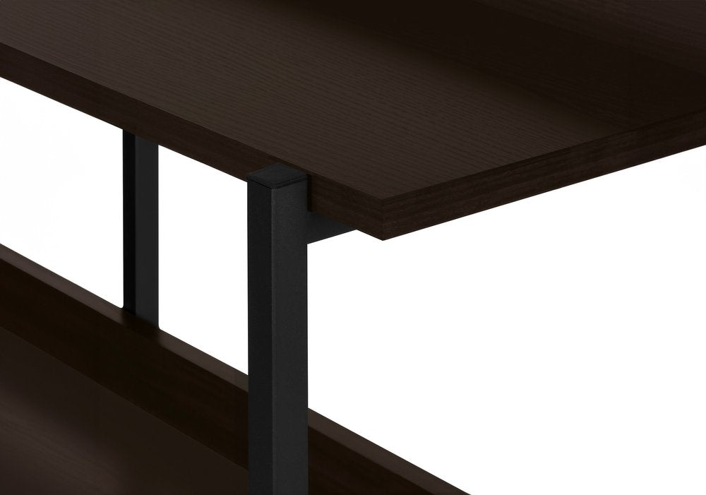 47" Brown and Black Wood and Metal Frame Console Table With Three Shelves