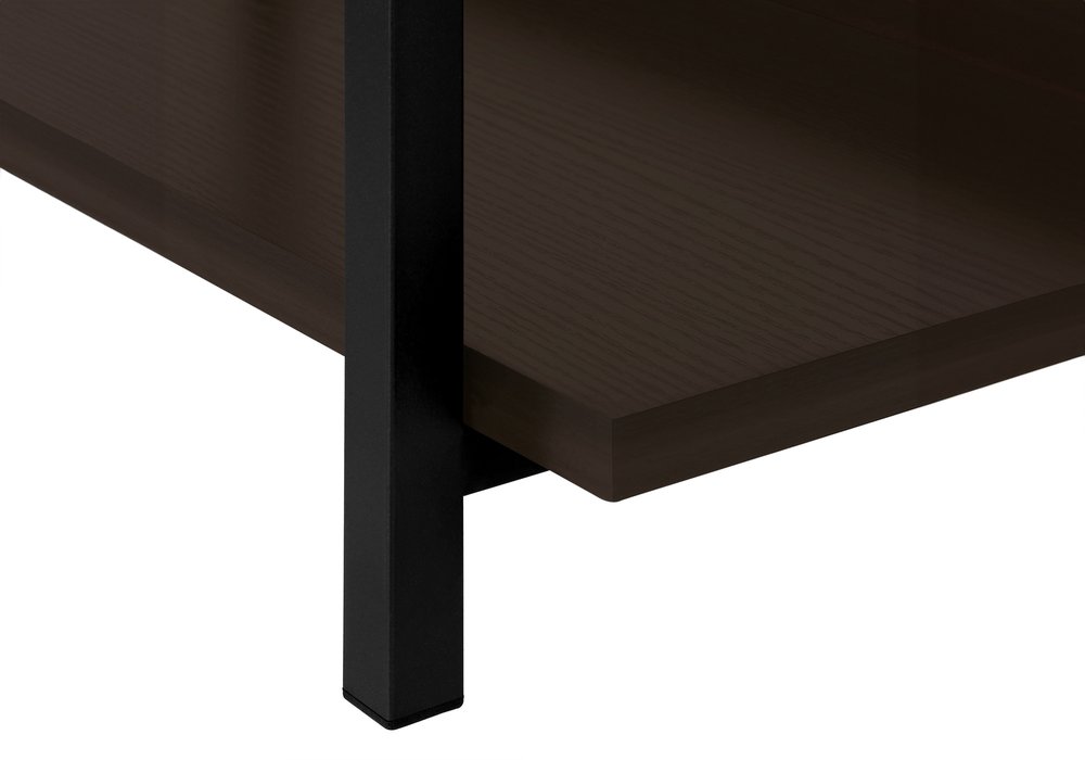 47" Brown and Black Wood and Metal Frame Console Table With Three Shelves