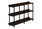 47" Brown and Black Wood and Metal Frame Console Table With Three Shelves