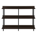 47" Brown and Black Wood and Metal Frame Console Table With Three Shelves