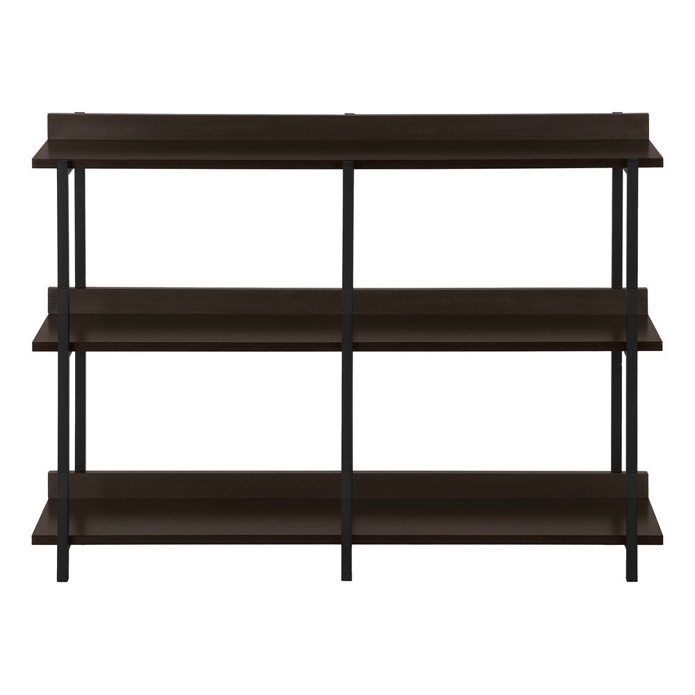 47" Brown and Black Wood and Metal Frame Console Table With Three Shelves