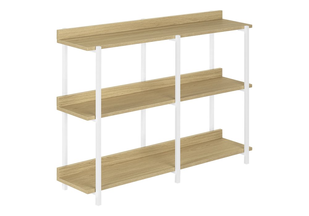 47" Natural and White Wood and Metal Frame Console Table With Three Shelves