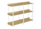 47" Natural and White Wood and Metal Frame Console Table With Three Shelves