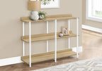 47" Natural and White Wood and Metal Frame Console Table With Three Shelves