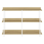 47" Natural and White Wood and Metal Frame Console Table With Three Shelves
