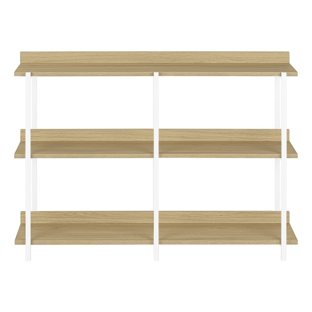 47" Natural and White Wood and Metal Frame Console Table With Three Shelves