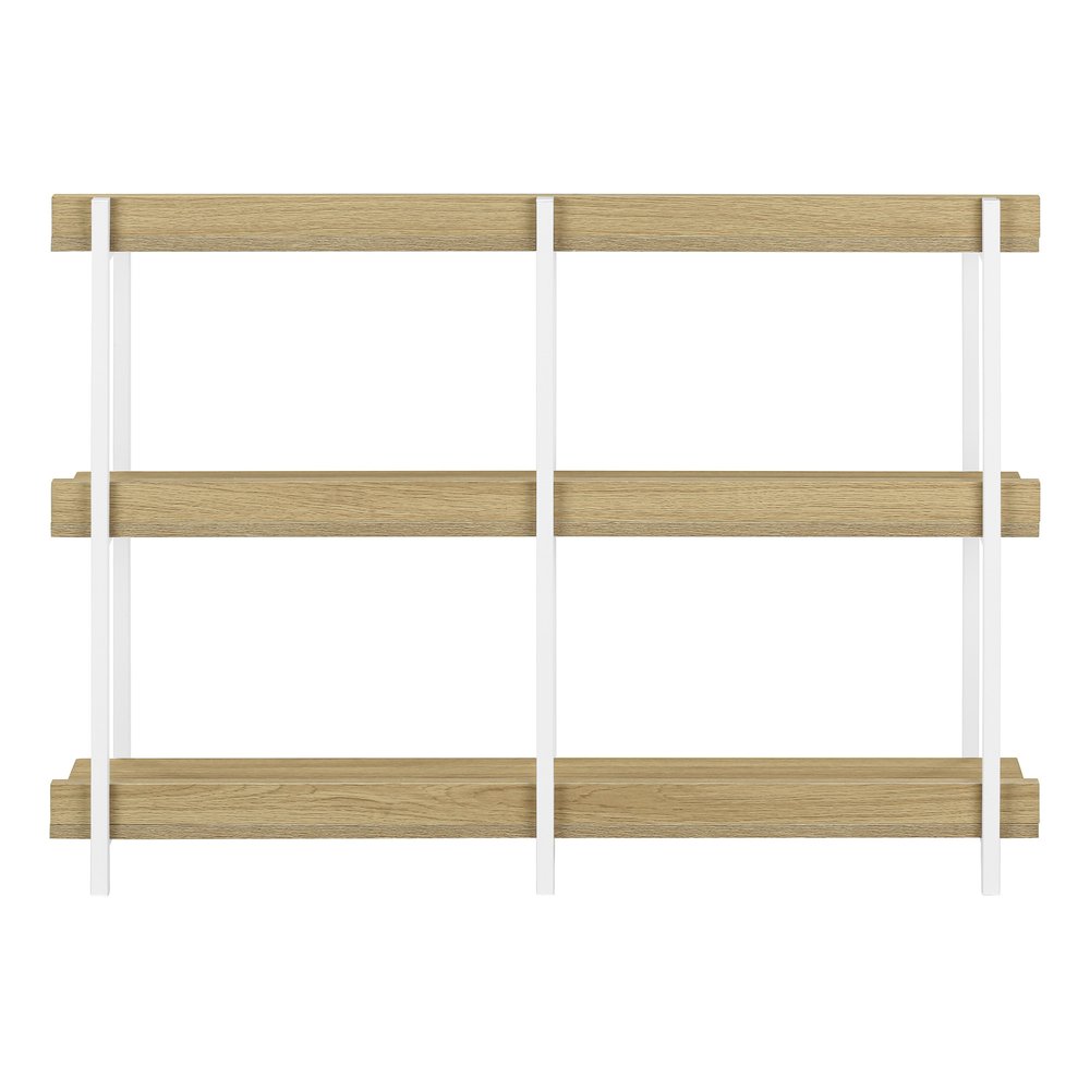 47" Natural and White Wood and Metal Frame Console Table With Three Shelves