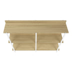 47" Natural and White Wood and Metal Frame Console Table With Three Shelves