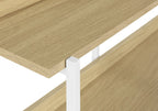 47" Natural and White Wood and Metal Frame Console Table With Three Shelves