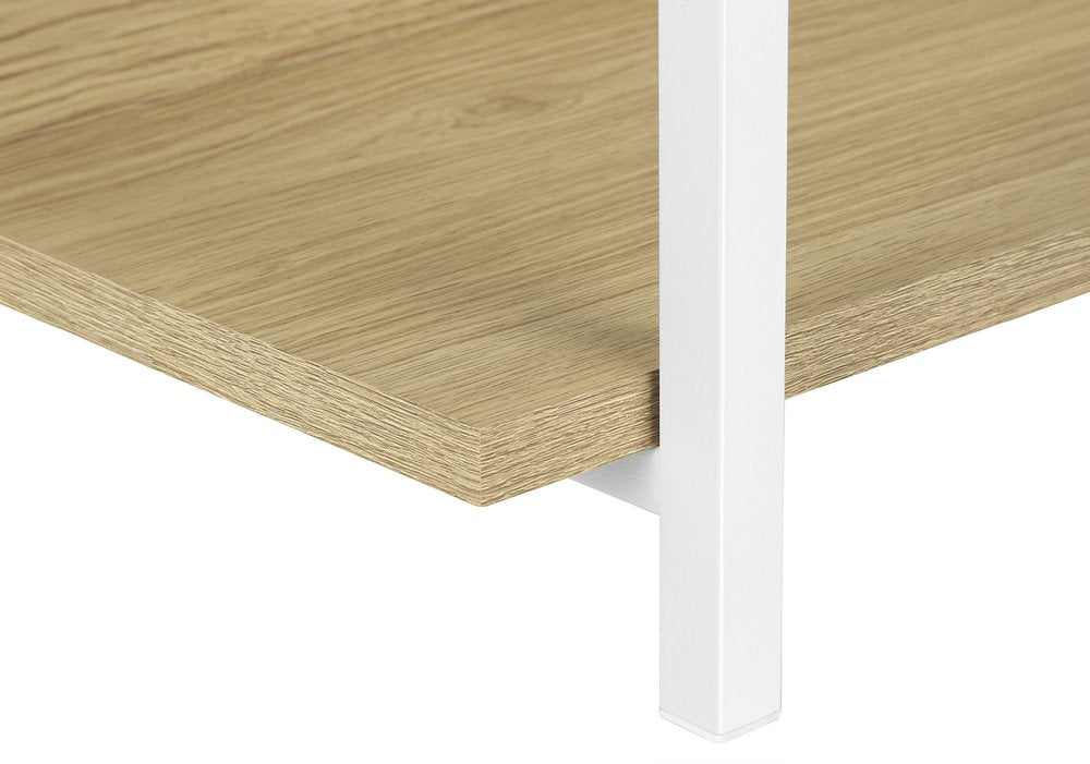 47" Natural and White Wood and Metal Frame Console Table With Three Shelves
