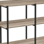47" Taupe and Black Wood and Metal Frame Console Table With Three Shelves