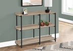 47" Taupe and Black Wood and Metal Frame Console Table With Three Shelves