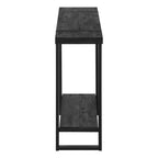 47" Black Wood and Metal Distressed Sled Console Table With Shelf