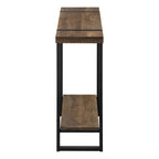 47" Brown and Black Wood and Metal Distressed Sled Console Table With Shelf